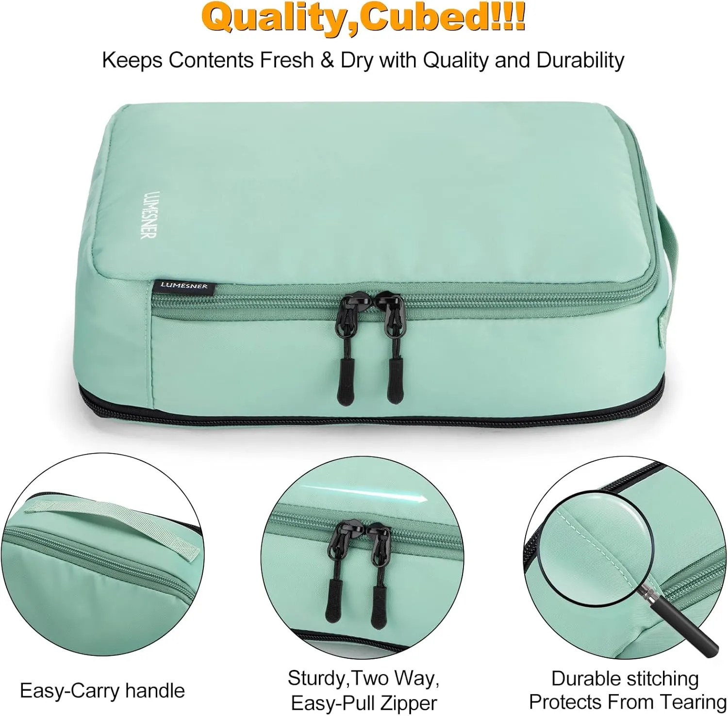 Compression Packing Cubes, Lumesner 8 Set Travel Packing Cubes for Carry on Suitcases, Compression Suitcase Organizers Bag Set & Travel Cubes (8-piece, Green)