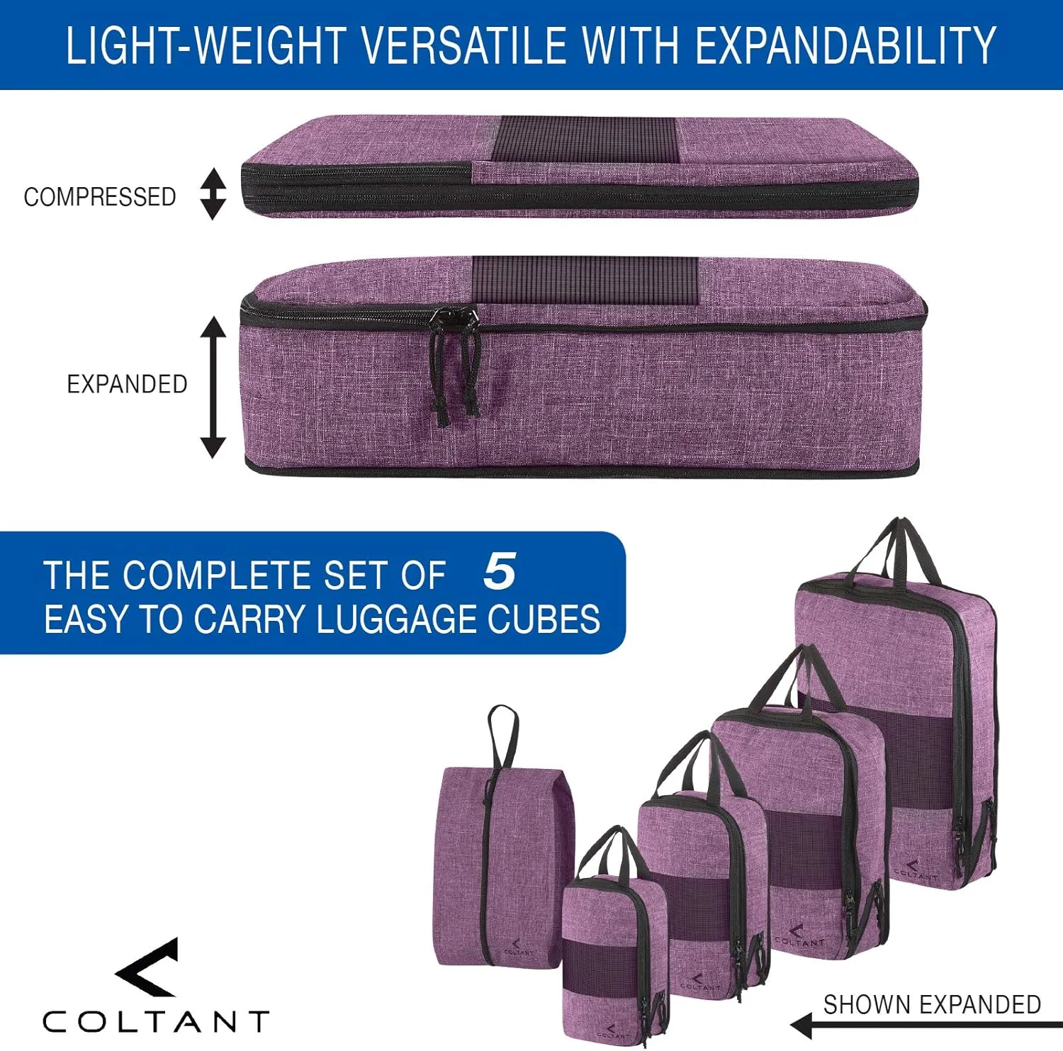 Compression Packing Cubes Travel Luggage-Organizer Set Packs More in Less Space