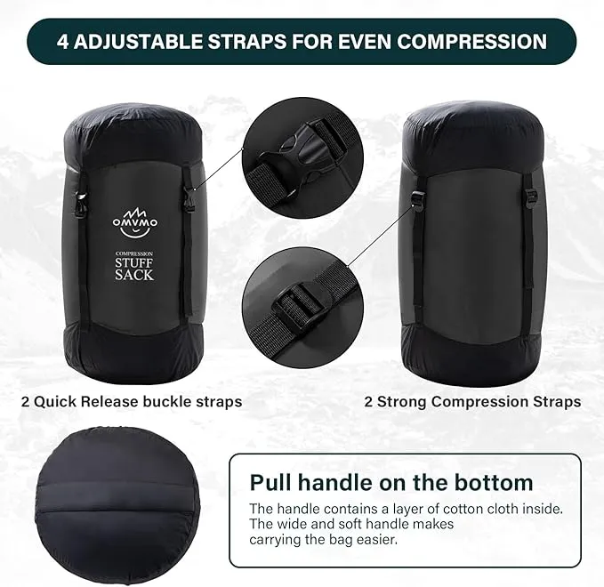 Compression Sack, 12L/19L/32L/46L/53L Water-Resistant Sleeping Bag Stuff Sack,Anti-Tear Ultra Light 400T 20D Nylon Storage Bag,Space Saving Gear for Camping Hiking Travel 1Pcs