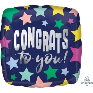 Congrats Stars Navy Gift Bag - 18 Inch Square