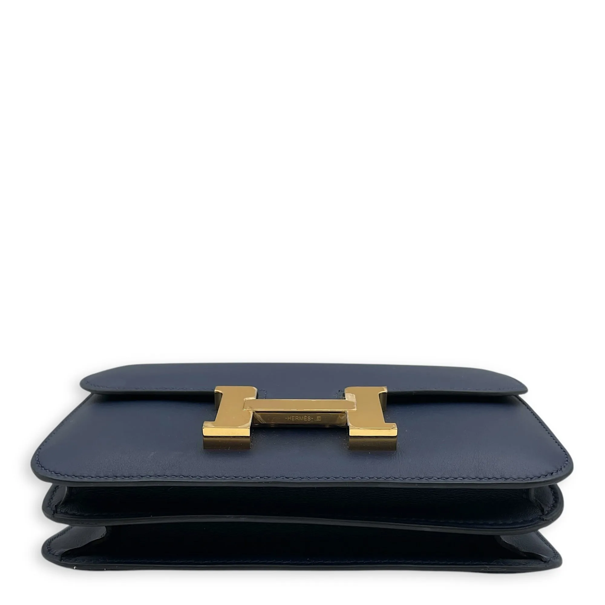 Constance 18 Bleu Navy in Swift, Gold hardware