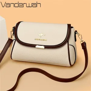 Contrast Color High Quality Pu Leather Shoulder Bags for Women Mom Summer Messenger Bags with 2 Strap Designer Crossbody Bag Sac