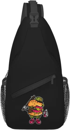 Cool Burger Crossbody Bags For Women Men Chest Backpack Gym Shoulder Bag Travel Outdoor Sports Casual Crossbody Bags