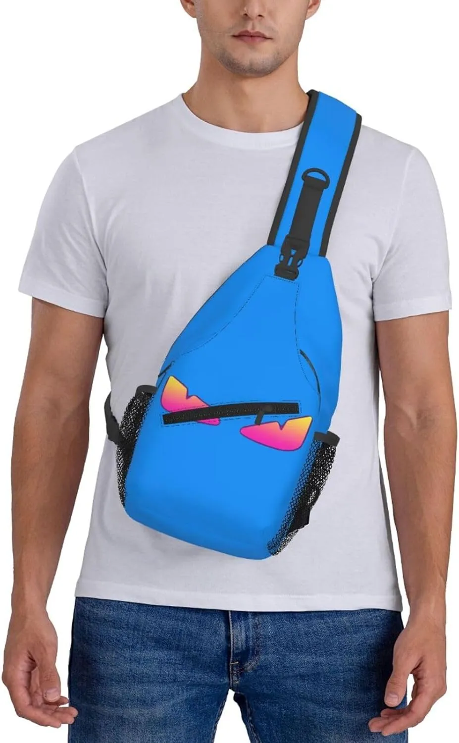 Cool Monsters Eyes Crossbody Bag Cross Chest Bag Adjustable Sling Backpack Sports Gym Shoulder Bags Travel Cycling Daypack Diagonally Casual Rucksack