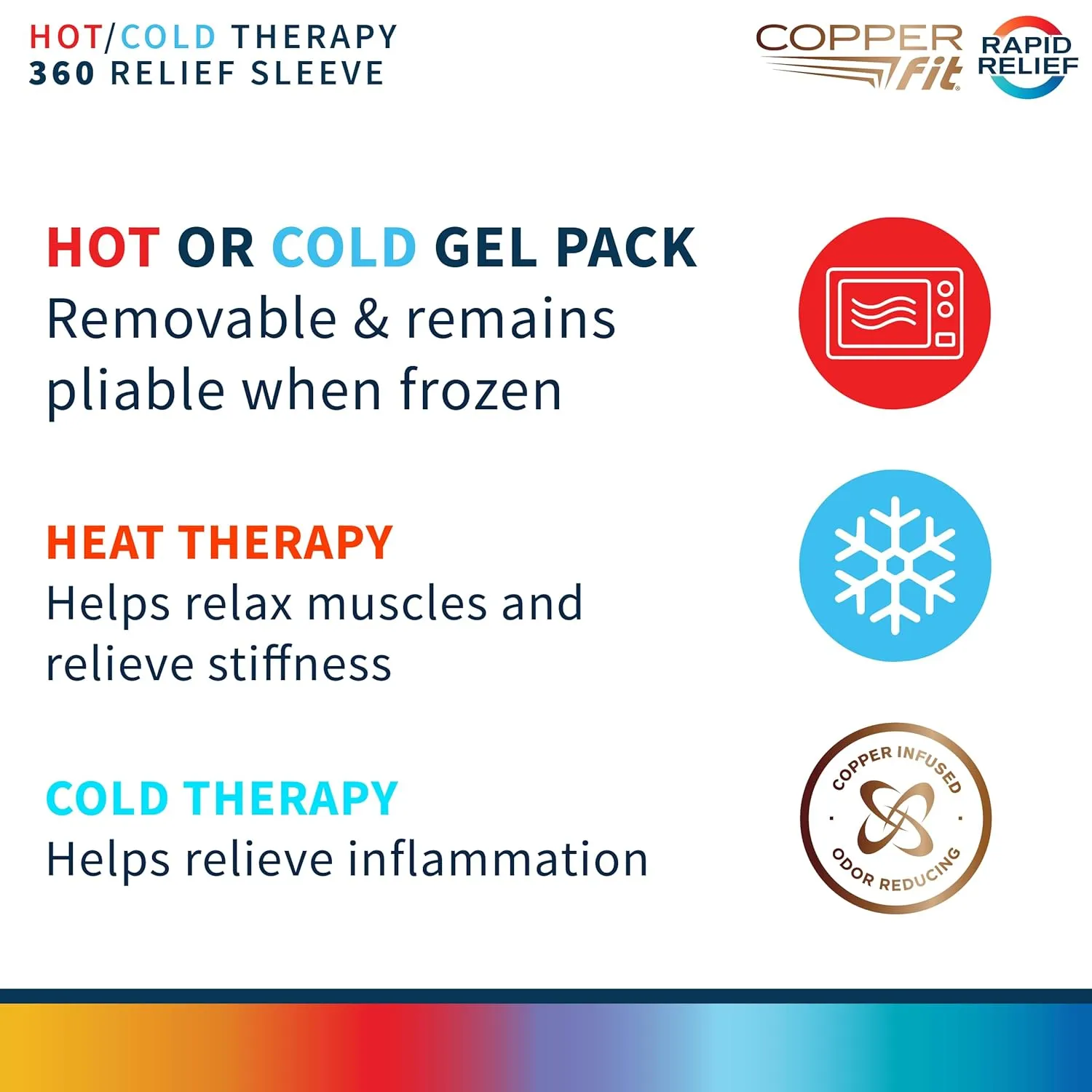 Copper Fit 360 Freeze Compression Sleeve – Cold/Hot Therapy - Flexible 360 Coverage for Knee, Elbow, Ankle, Wrist, Hamstring and Calf (Small/Medium)