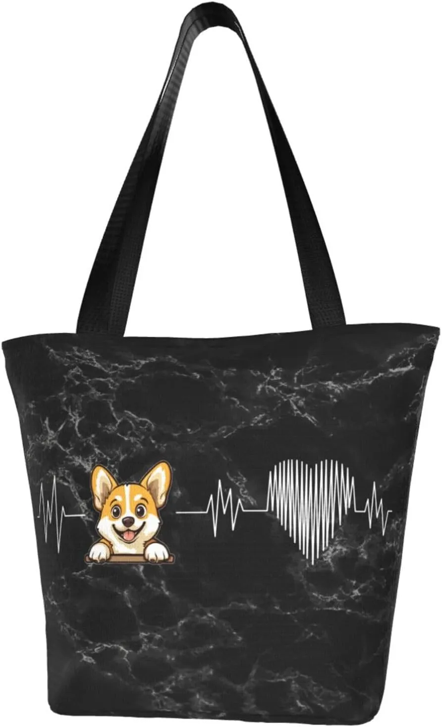 Corgi Dog Heartbeat Fashion Shoulder Bag Large Capacity For Man Or Woman