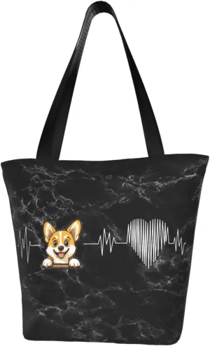 Corgi Dog Heartbeat Fashion Shoulder Bag Large Capacity For Man Or Woman