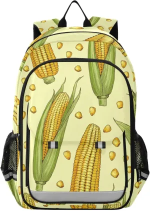 Corn Vegetable Pattern Backpack Girls Boys Elementary School Bags Bookbags Laptop Backpack Travel Daypack Safe Reflective Stripes