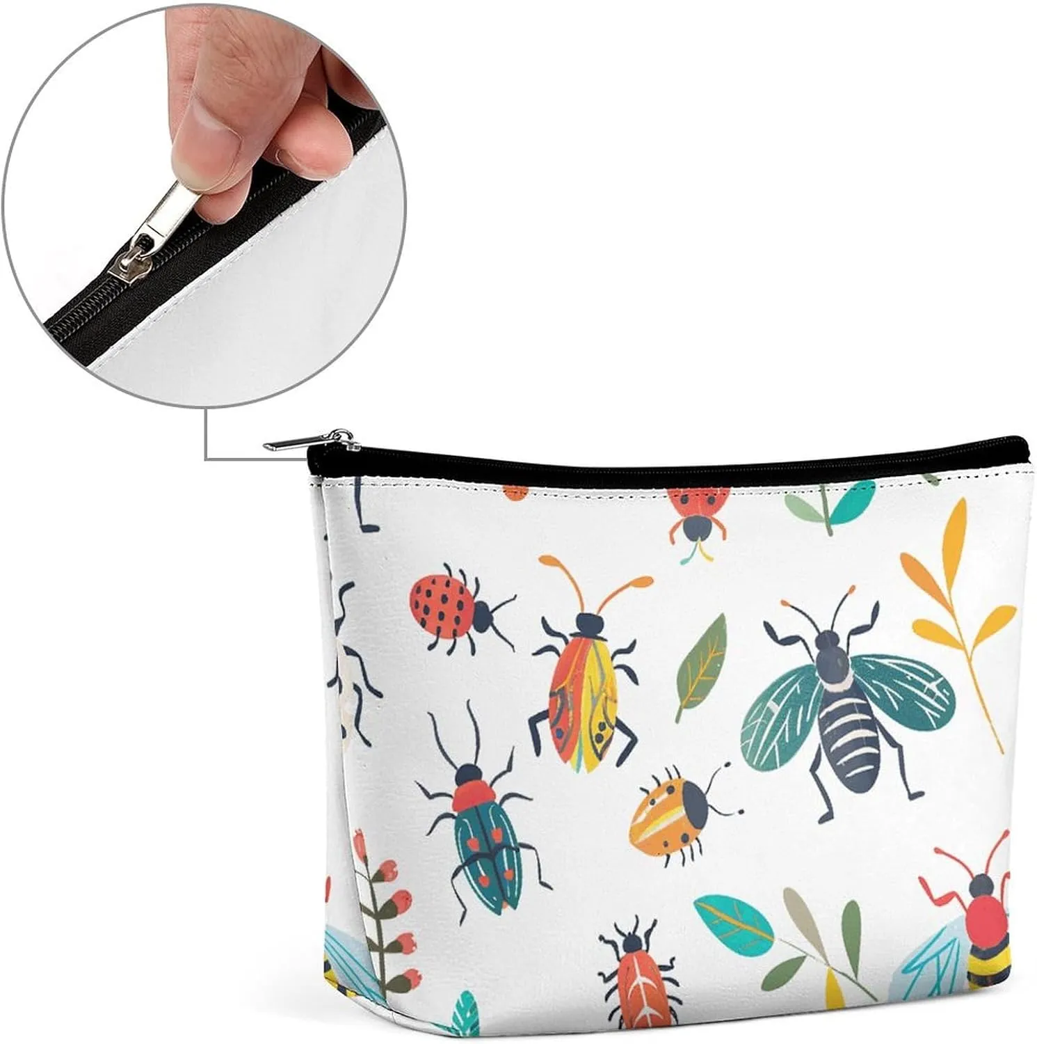 Cosmetic Bag Makeup Bags for Women Portable Makeup Bag Bright Insect Pattern Makeup Case Travel Toiletry Bag for Travel Accessories