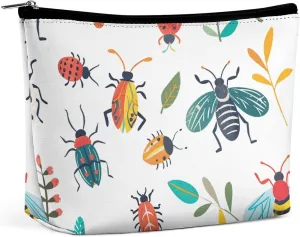 Cosmetic Bag Makeup Bags for Women Portable Makeup Bag Bright Insect Pattern Makeup Case Travel Toiletry Bag for Travel Accessories
