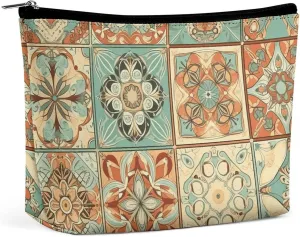 Cosmetic Bag Travel Makeup Bag Waterproof Toiletry Bag Orange Style Pattern Makeup Organizer Case Portable Toiletry Pouch Large Capacity Zipper Pouch for Women Men
