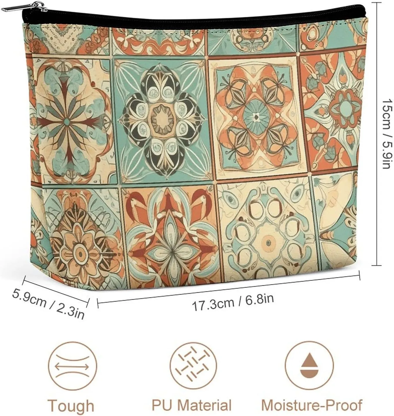 Cosmetic Bag Travel Makeup Bag Waterproof Toiletry Bag Orange Style Pattern Makeup Organizer Case Portable Toiletry Pouch Large Capacity Zipper Pouch for Women Men