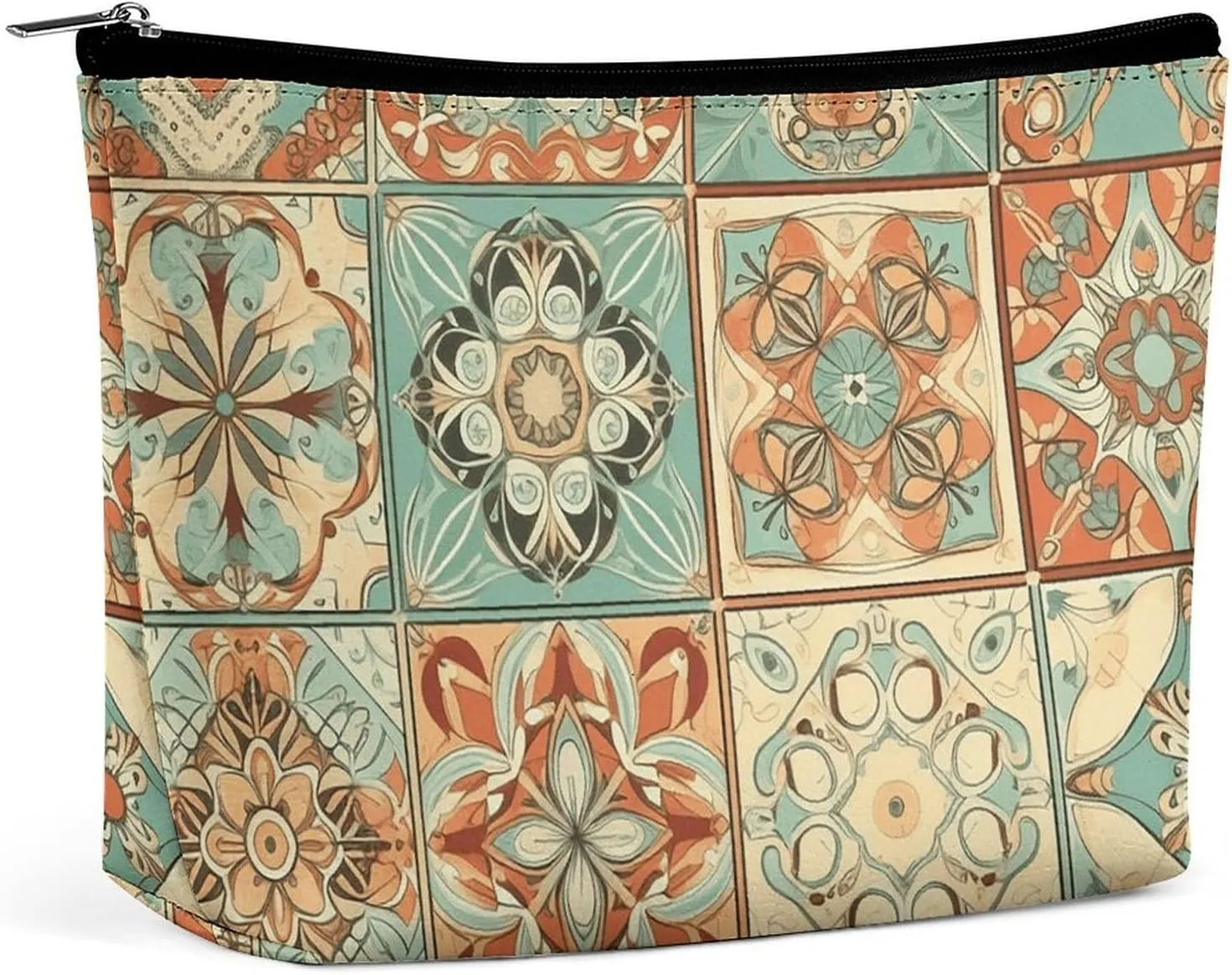 Cosmetic Bag Travel Makeup Bag Waterproof Toiletry Bag Orange Style Pattern Makeup Organizer Case Portable Toiletry Pouch Large Capacity Zipper Pouch for Women Men