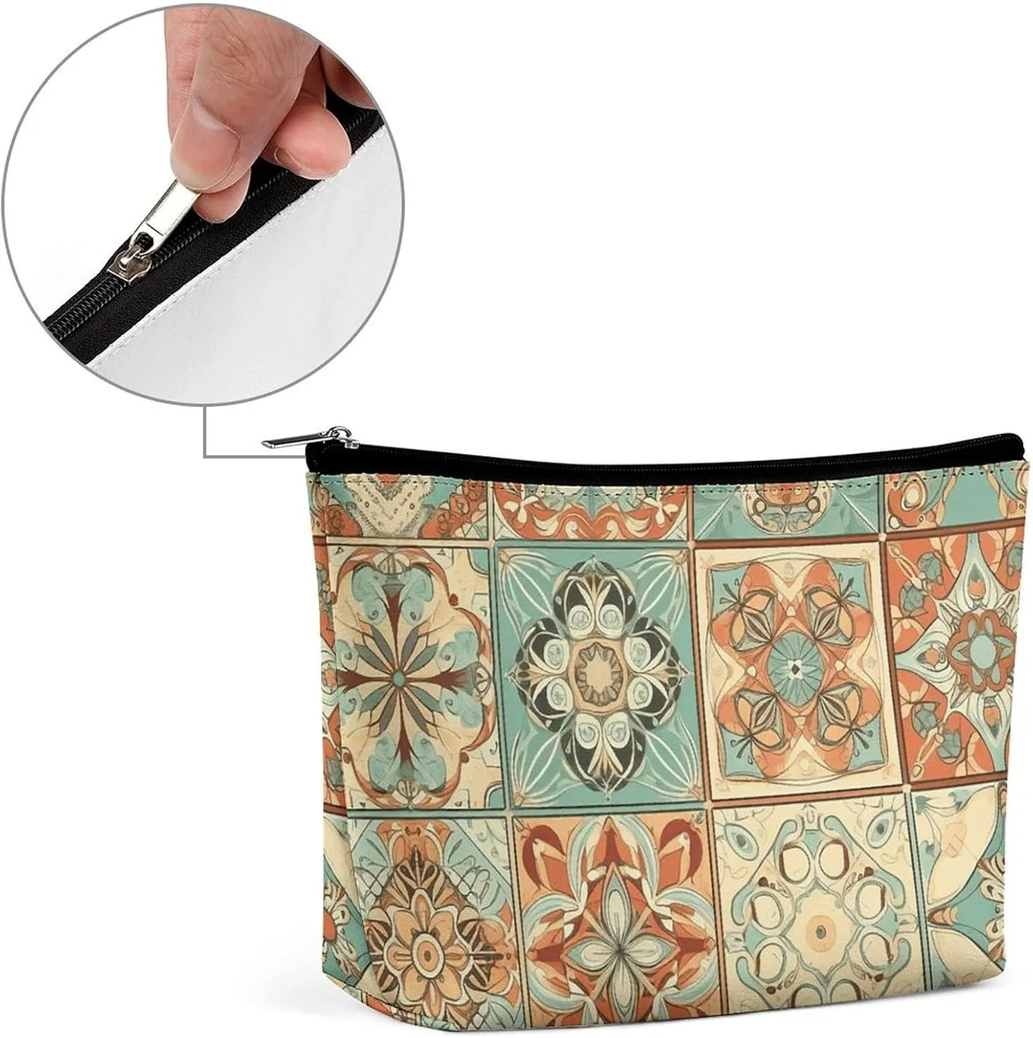 Cosmetic Bag Travel Makeup Bag Waterproof Toiletry Bag Orange Style Pattern Makeup Organizer Case Portable Toiletry Pouch Large Capacity Zipper Pouch for Women Men