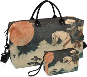 Cowboy Skeleton Moon Duffel Bag for Travel Gym Sport, Weekender Travel Bags Carry on Overnight Bag