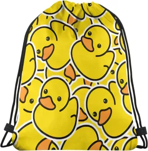 cozymoon Drawstring Backpack Bags Sports Gym String Bags 3D Print Rucksack Shoulder Bag Beach Duck Seamless Pattern Rubber Sack Party Favor Bags