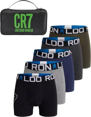 CR7 Boy's Travel Bag, Value 5-Pack size X-Large 13-15 Cotton Blend Trunks Multi