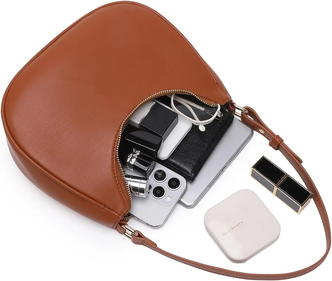Crescent Shoulder Bags for Women Cute Hobo Tote Handbag Under the Arm Purses Mini Clutch Purse with Zipper Closure