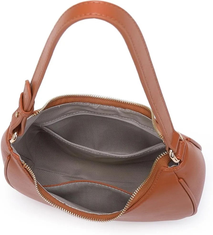 Crescent Shoulder Bags for Women Cute Hobo Tote Handbag Under the Arm Purses Mini Clutch Purse with Zipper Closure