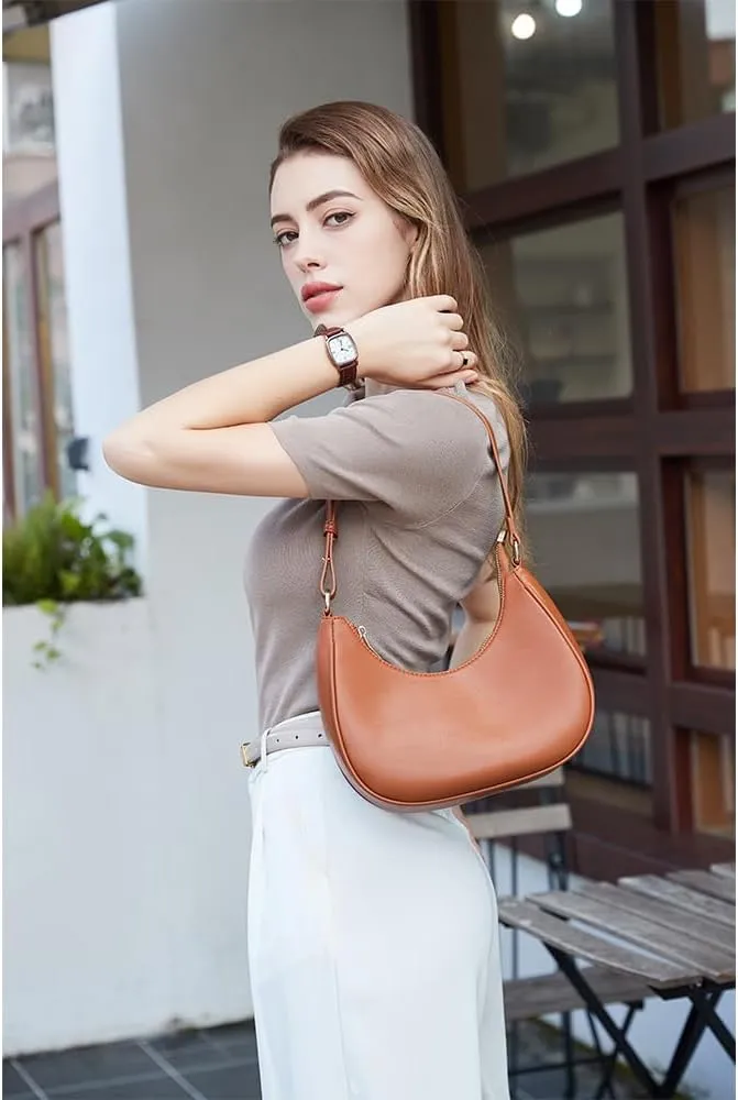 Crescent Shoulder Bags for Women Cute Hobo Tote Handbag Under the Arm Purses Mini Clutch Purse with Zipper Closure