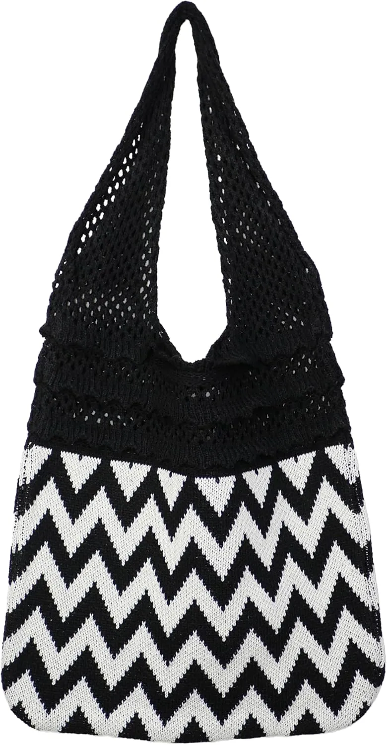 Crochet Tote Bag Women's Summer Aesthetic Mesh Beach Bags Knitting Handbags Cute