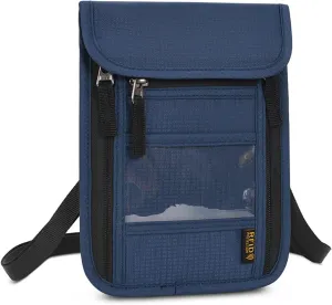 Croogo Travel Neck Pouch RFID Passport Holder with Adjustable Neck Strap Waterproof Neck Wallet for Men Women,Navy Blue-HZB01