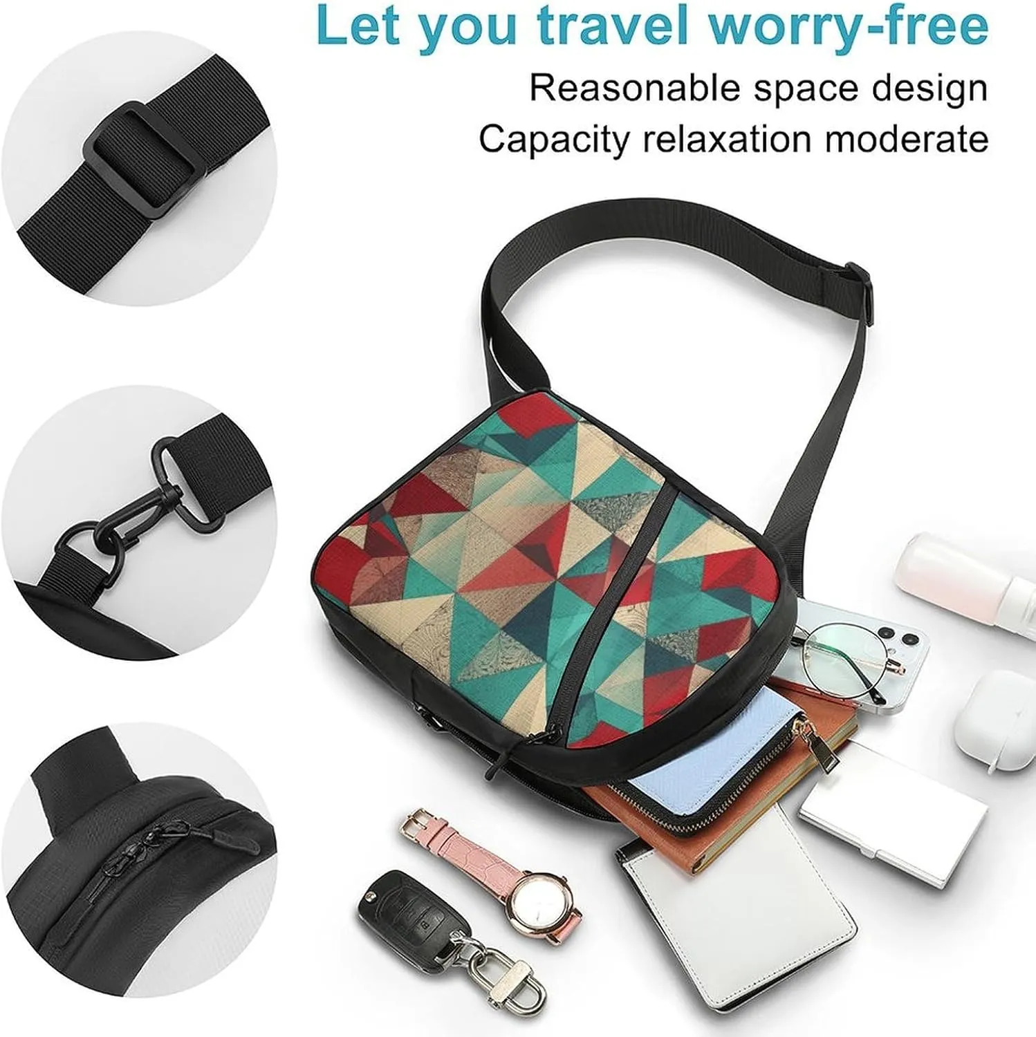 Crossbody Bag for Women Men Chest Bag Green Decorative Pattern Sling Bag Crossbody Shoulder Bag Sling Backpack