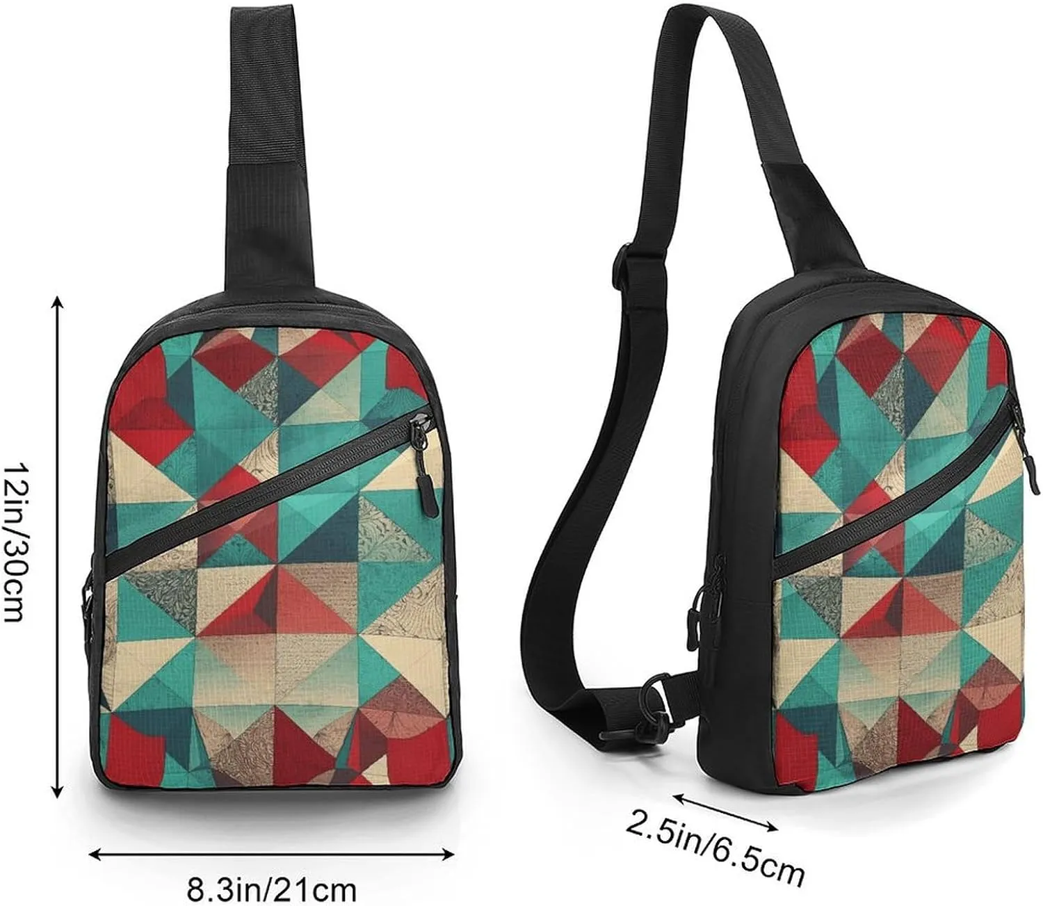 Crossbody Bag for Women Men Chest Bag Green Decorative Pattern Sling Bag Crossbody Shoulder Bag Sling Backpack