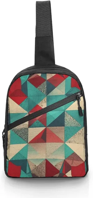 Crossbody Bag for Women Men Chest Bag Green Decorative Pattern Sling Bag Crossbody Shoulder Bag Sling Backpack