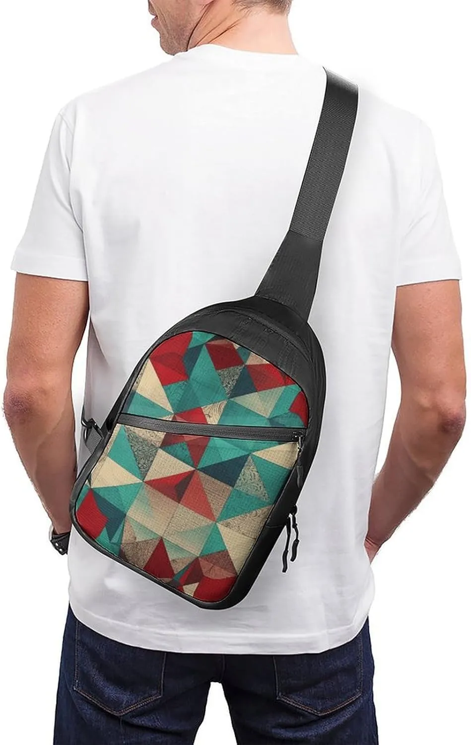 Crossbody Bag for Women Men Chest Bag Green Decorative Pattern Sling Bag Crossbody Shoulder Bag Sling Backpack
