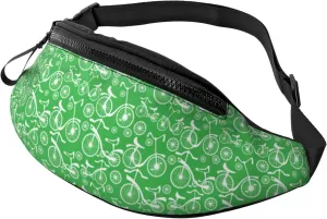 Crossbody Fanny Packs for Women Men - Bikes Pattern green Travel Belt Bag Running Waist Bag for Women Men