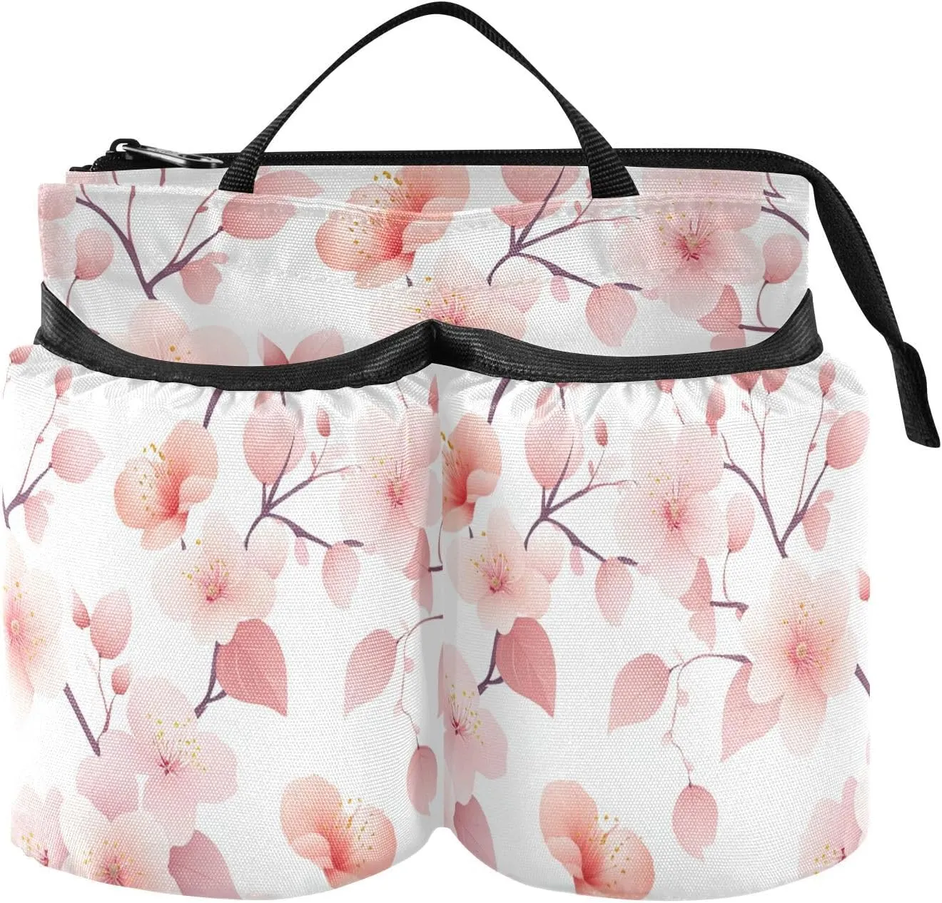 Cup Holder for Luggage Folding Fresh Style Cherry Blossom Flower Pink Travel Accessories Cup Holder Hold Two Coffee Mugs for Travelers Flight Attendants