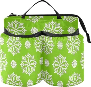 Cup Holder Luggage Foldable Trendy Snowflake Lemon Green Caddy Bag Accessory Hold Two Coffee Mugs for Attendant Must Haves para