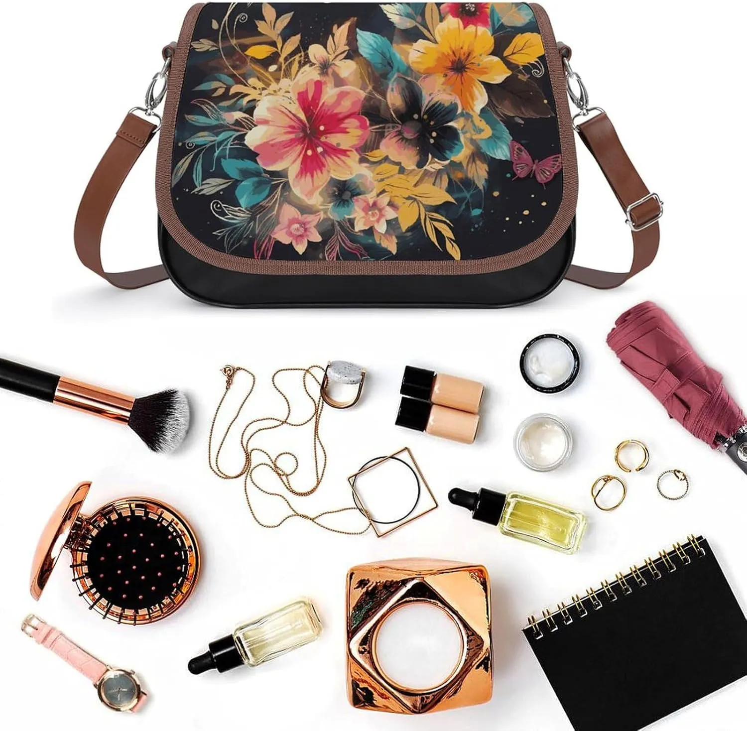 Cupcake Pattern Crossbody Bags for Women Travel Shoulder Bag Small Leather Cross Body Handbags