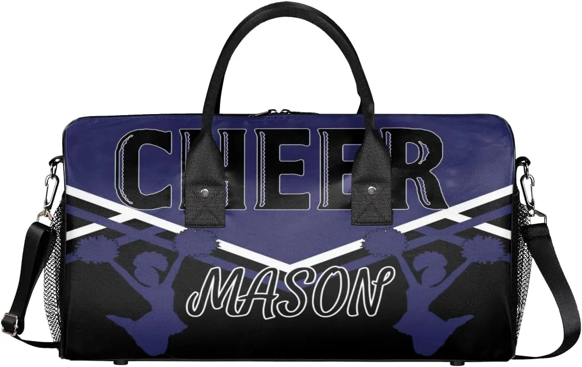 Custom Cheer Bags for Cheerleaders, Personalized Name Sport Gym Duffel Bags, Custom Travel Overnight Weekender Bag Personalized Cheerleading Gifts, Dark Navy