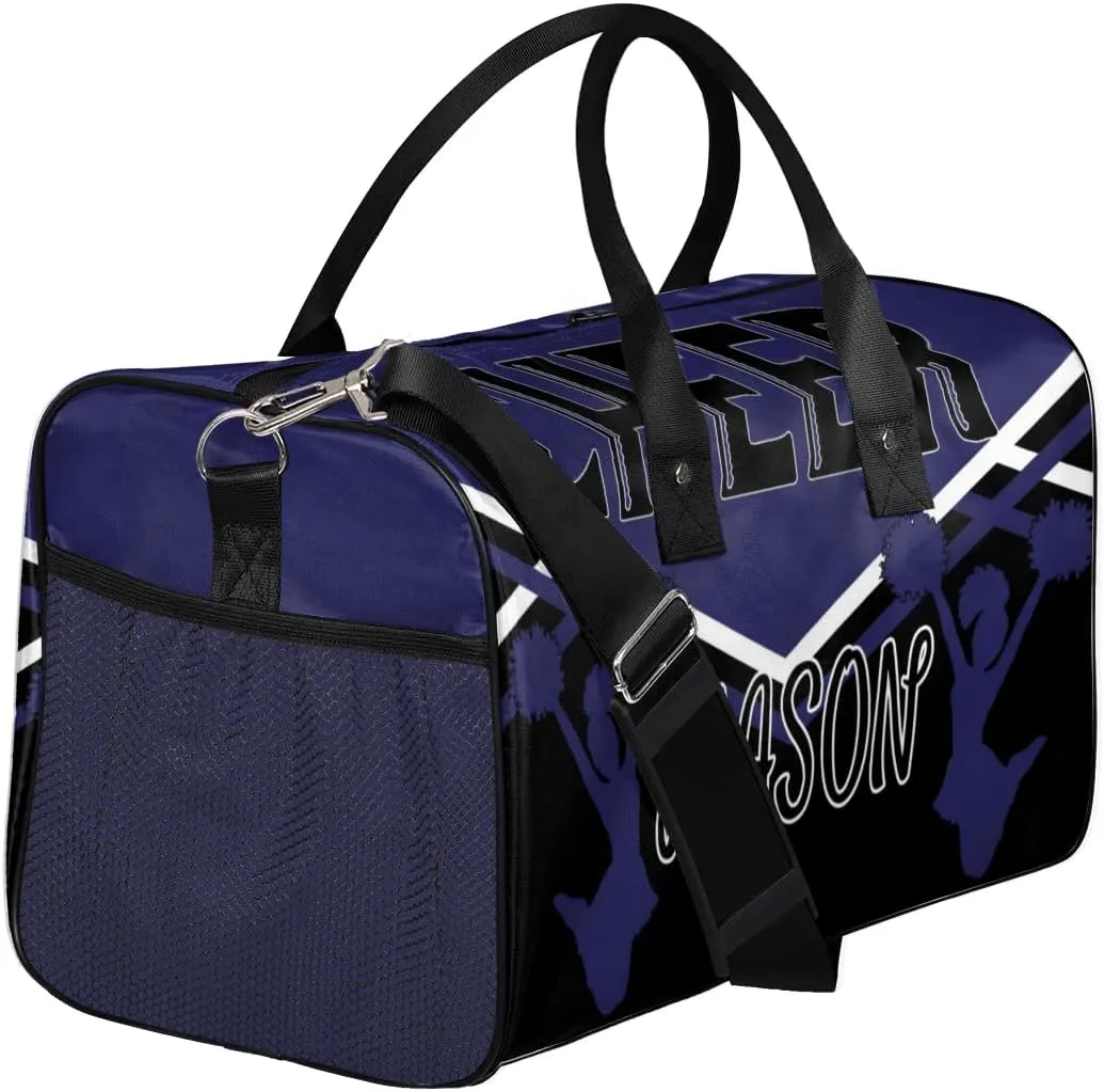 Custom Cheer Bags for Cheerleaders, Personalized Name Sport Gym Duffel Bags, Custom Travel Overnight Weekender Bag Personalized Cheerleading Gifts, Dark Navy