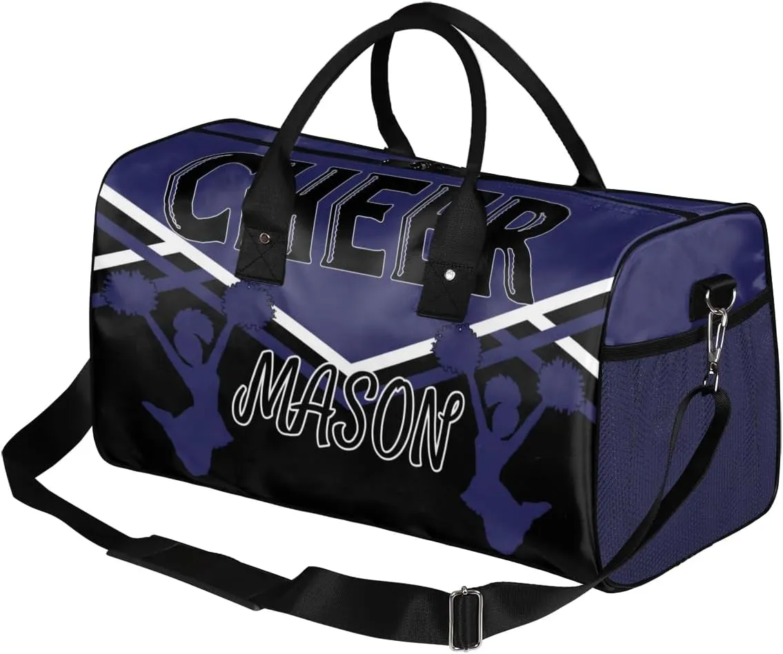 Custom Cheer Bags for Cheerleaders, Personalized Name Sport Gym Duffel Bags, Custom Travel Overnight Weekender Bag Personalized Cheerleading Gifts, Dark Navy
