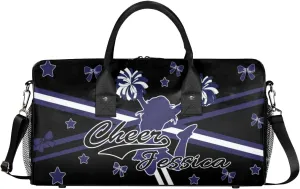 Custom Cheer Name Sport Duffel Bag Gym Bag Personalized Cheer Bags for Cheerleaders, Travel Overnight Weekender Bags, Dark Navy
