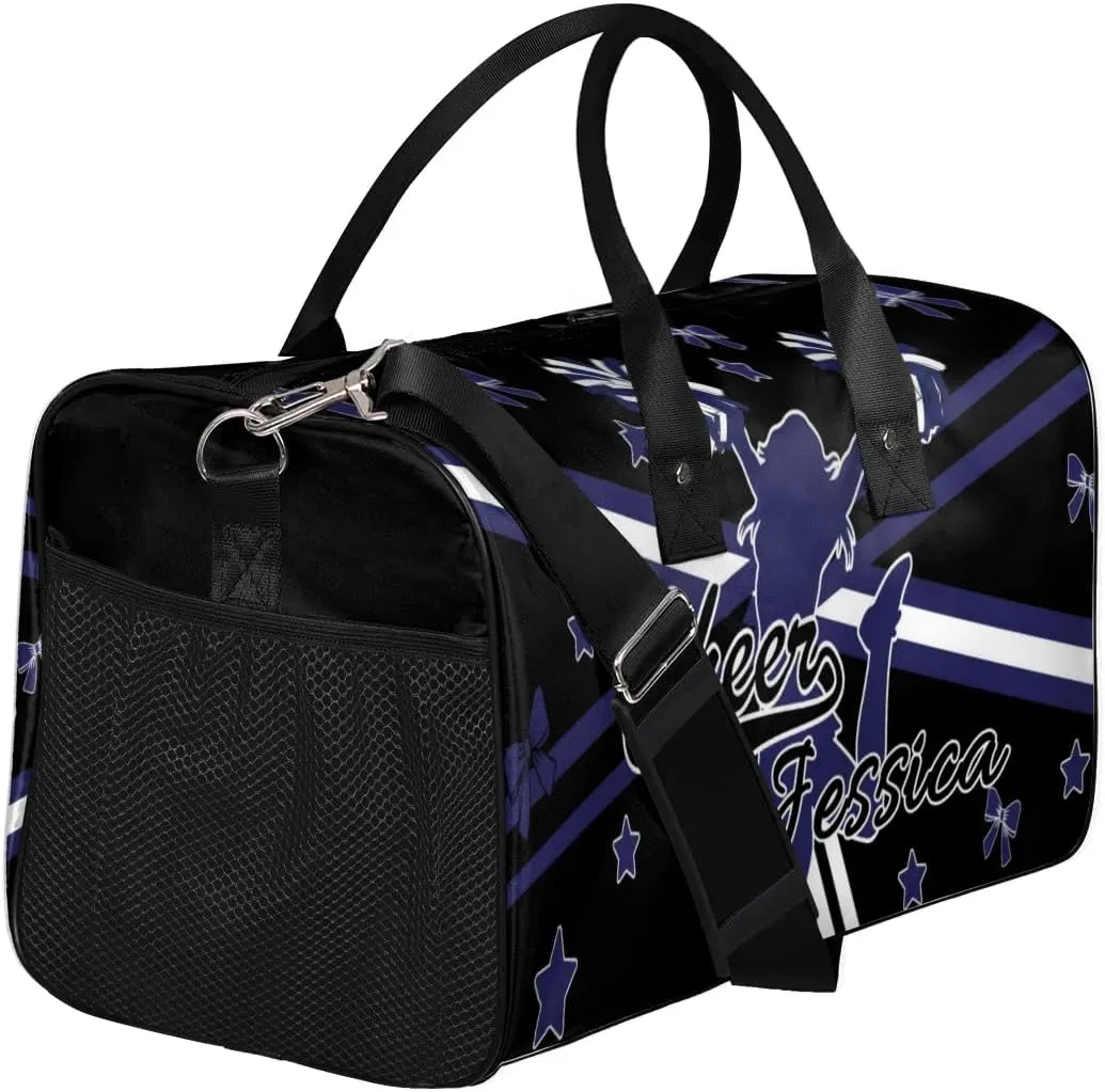 Custom Cheer Name Sport Duffel Bag Gym Bag Personalized Cheer Bags for Cheerleaders, Travel Overnight Weekender Bags, Dark Navy