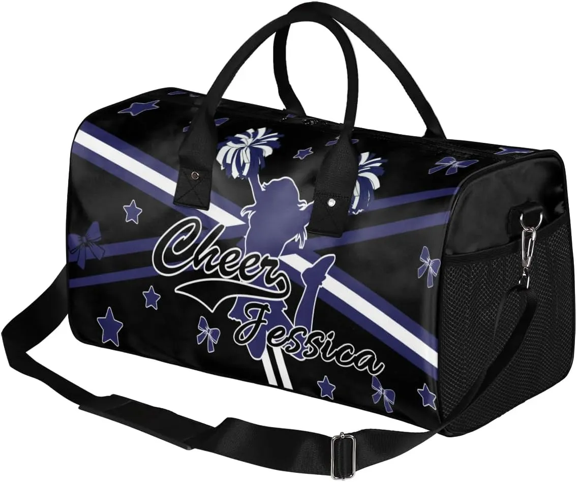 Custom Cheer Name Sport Duffel Bag Gym Bag Personalized Cheer Bags for Cheerleaders, Travel Overnight Weekender Bags, Dark Navy