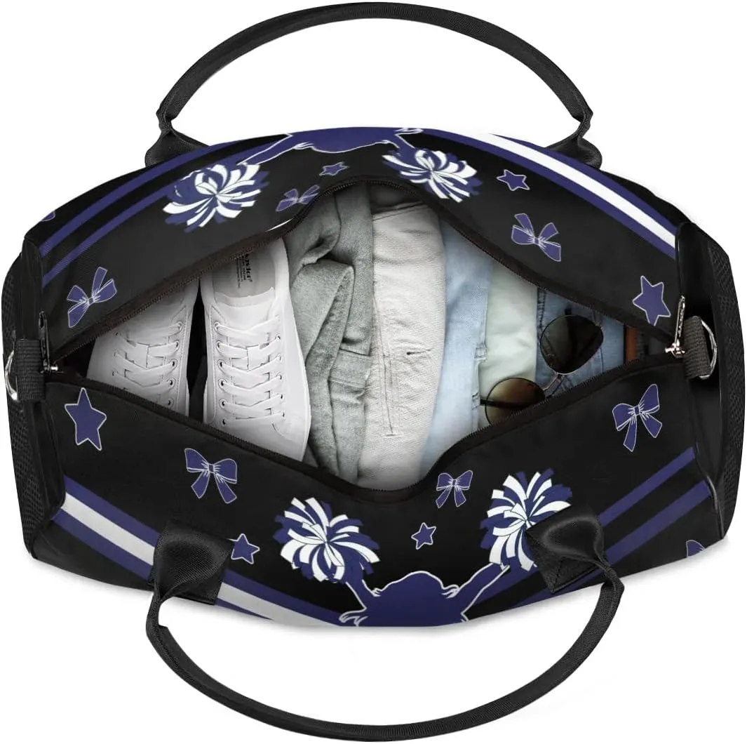 Custom Cheer Name Sport Duffel Bag Gym Bag Personalized Cheer Bags for Cheerleaders, Travel Overnight Weekender Bags, Dark Navy