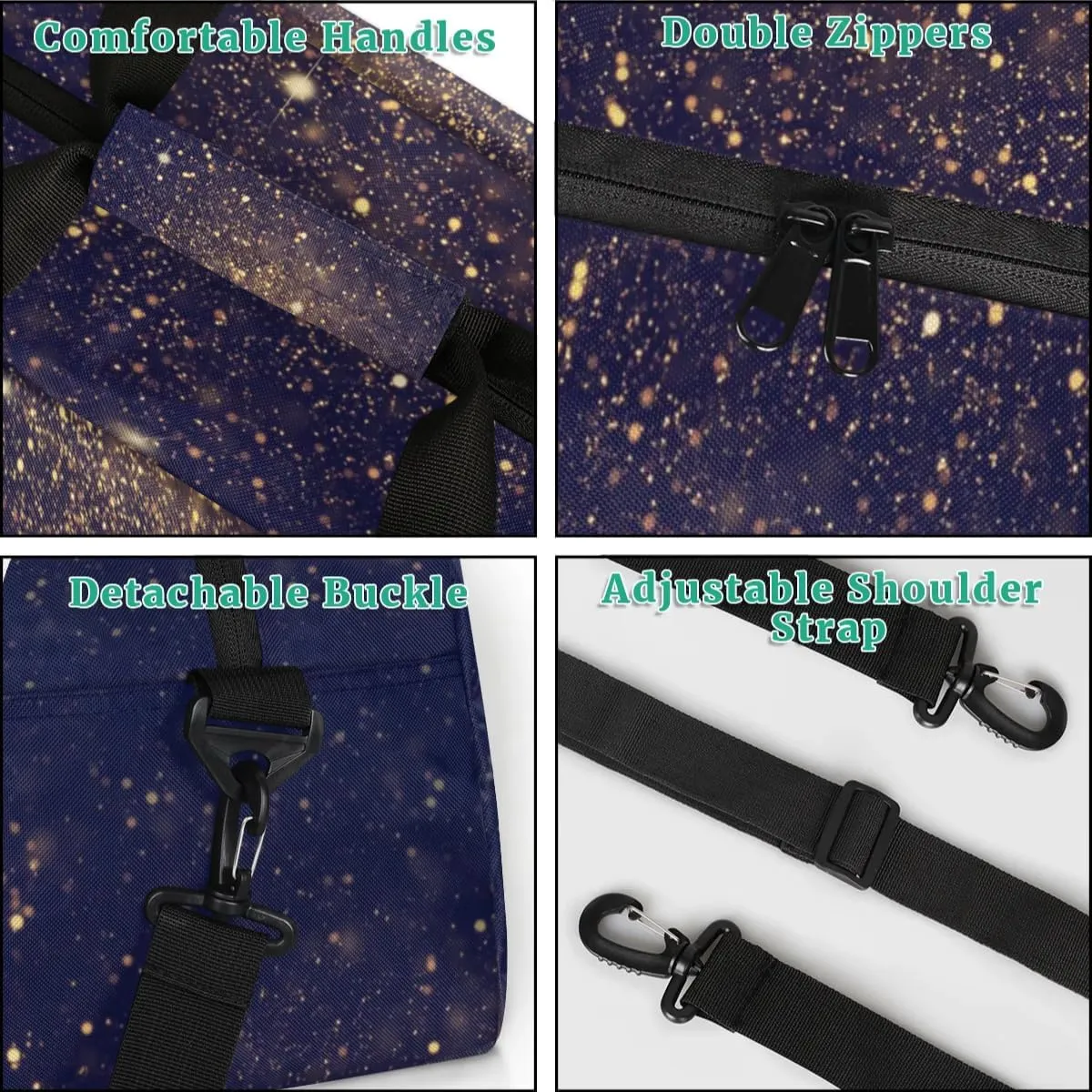 Custom Gym Bag for Women Men, Personalized Duffel Bag with Name, Small Sports Gym Bag Travel Duffle Bag Weekender Carry On Overnight Bags Navy Blue Gold Glitter