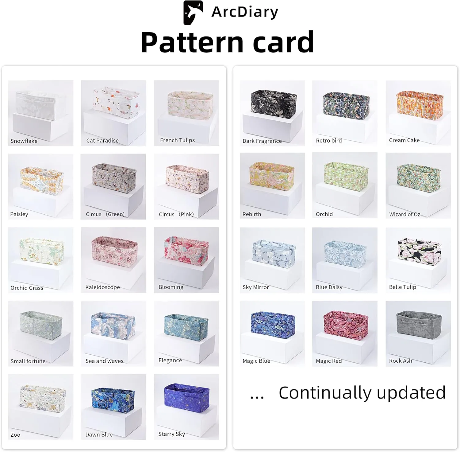 custom purse organizer or pillow insert for Garden Party 30/36/49 Bags,offering 72 pattern to choose