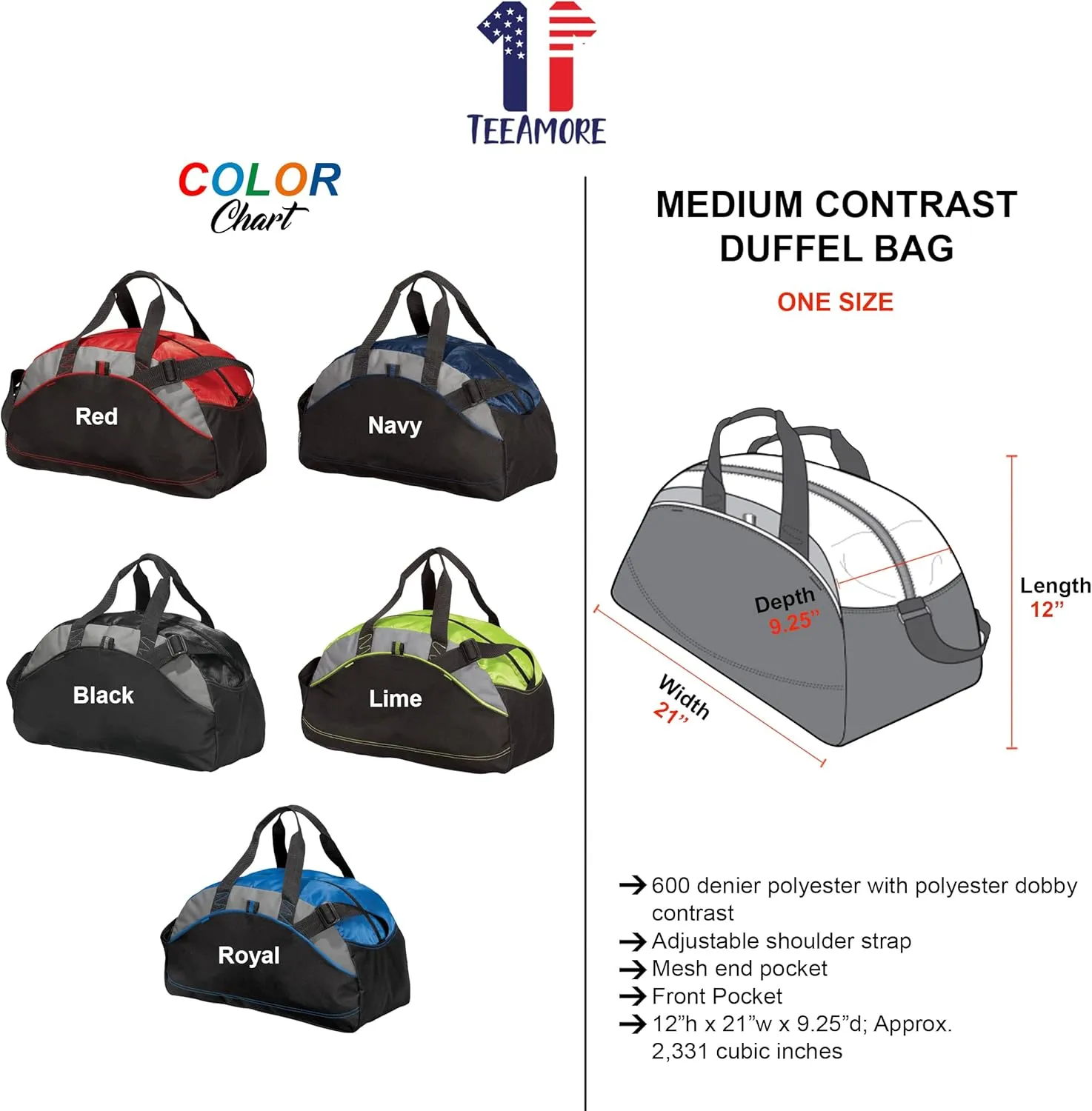 Custom Sport Duffel Bag Add Your Embroidered Text Medium Contrast Sport Gym Travel Water Resistant Duffel Bag Navy