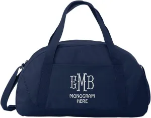 Custom Sport Duffel Bags for Men, Women, Dome, Navy - Add Your Monogram - Personalized Weekender Bag for Gym, Overnight, Travel