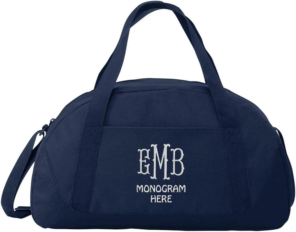 Custom Sport Duffel Bags for Men, Women, Dome, Navy - Add Your Monogram - Personalized Weekender Bag for Gym, Overnight, Travel