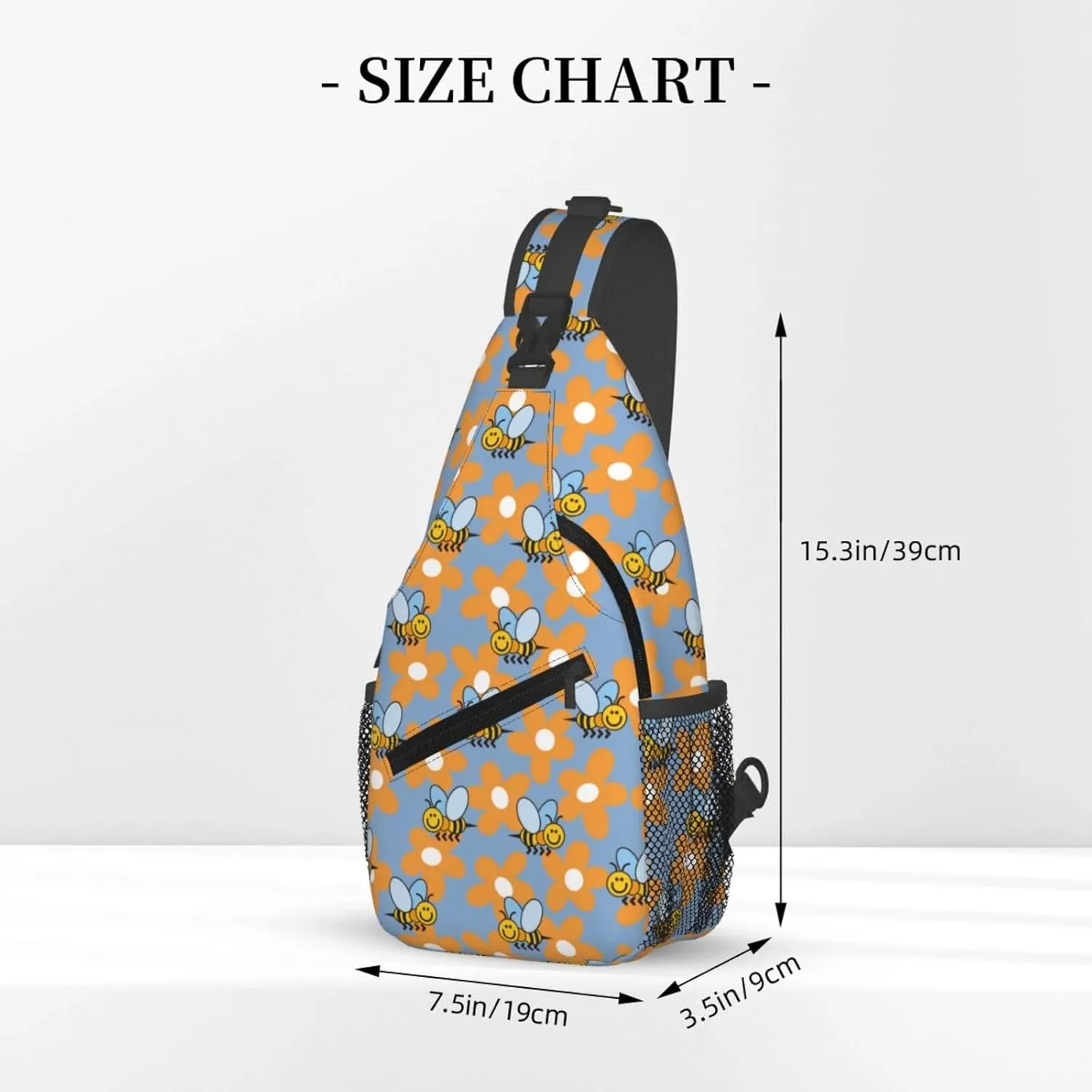 Cute bee flower Chest Bags Crossbody Sling Bag Shoulder Bag Travel Hiking Daypack For Men Women