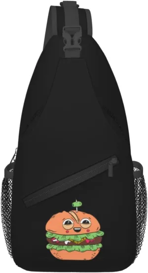 Cute Beef Burger Crossbody Bags For Women Men Chest Backpack Gym Shoulder Bag Travel Outdoor Sports Casual Crossbody Bags