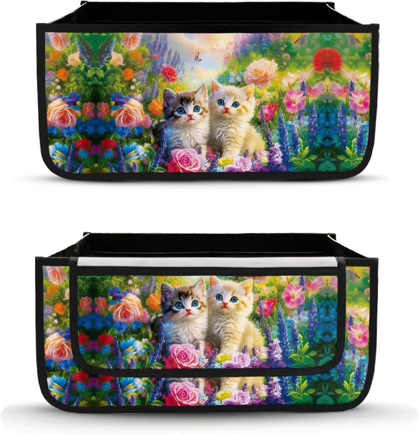 Cute Cats Flowers Rollator Bag with Storage Pockets Walker Basket Walker Accessories Walker Bags for Folding Walker for Elderly Gifts