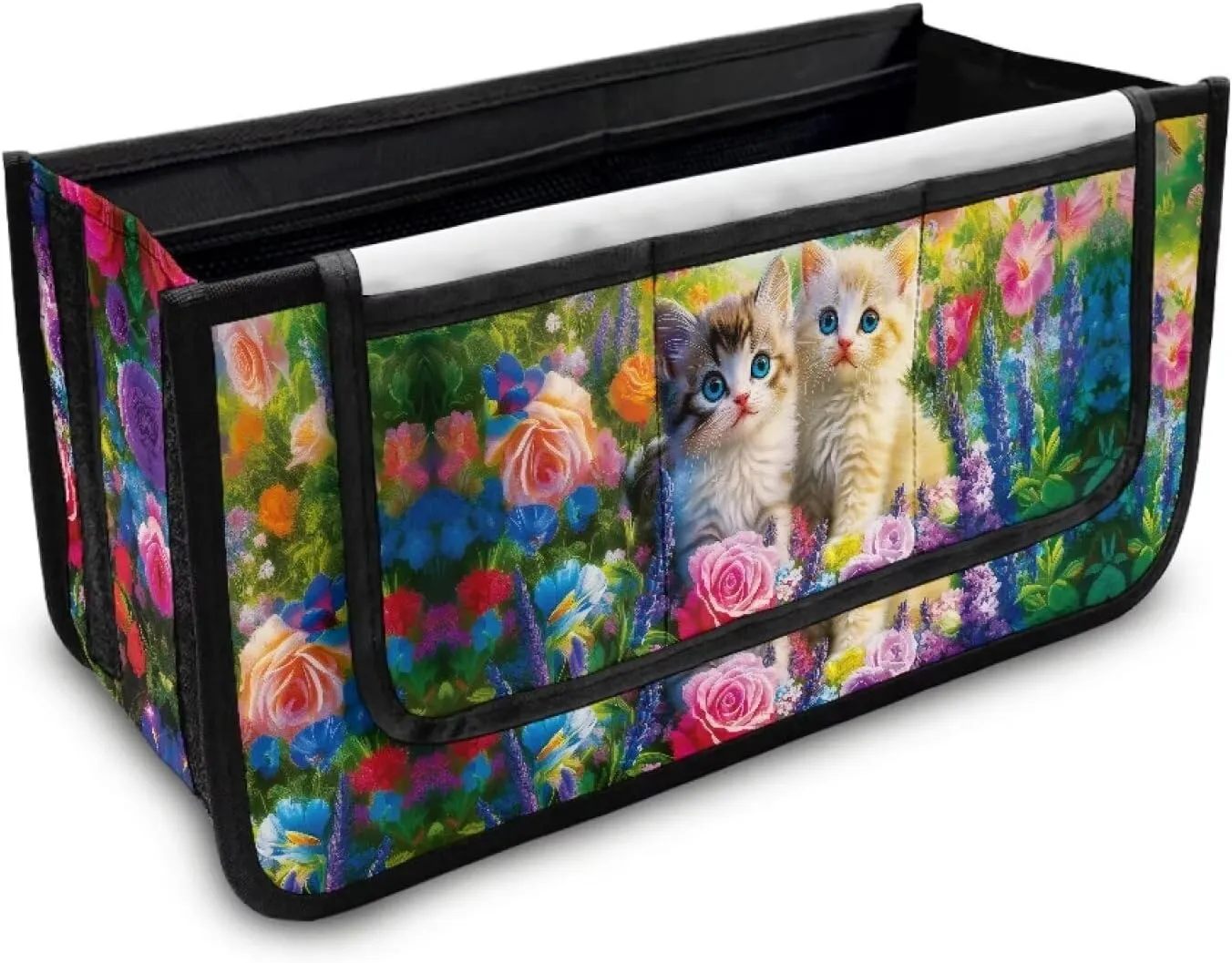 Cute Cats Flowers Rollator Bag with Storage Pockets Walker Basket Walker Accessories Walker Bags for Folding Walker for Elderly Gifts
